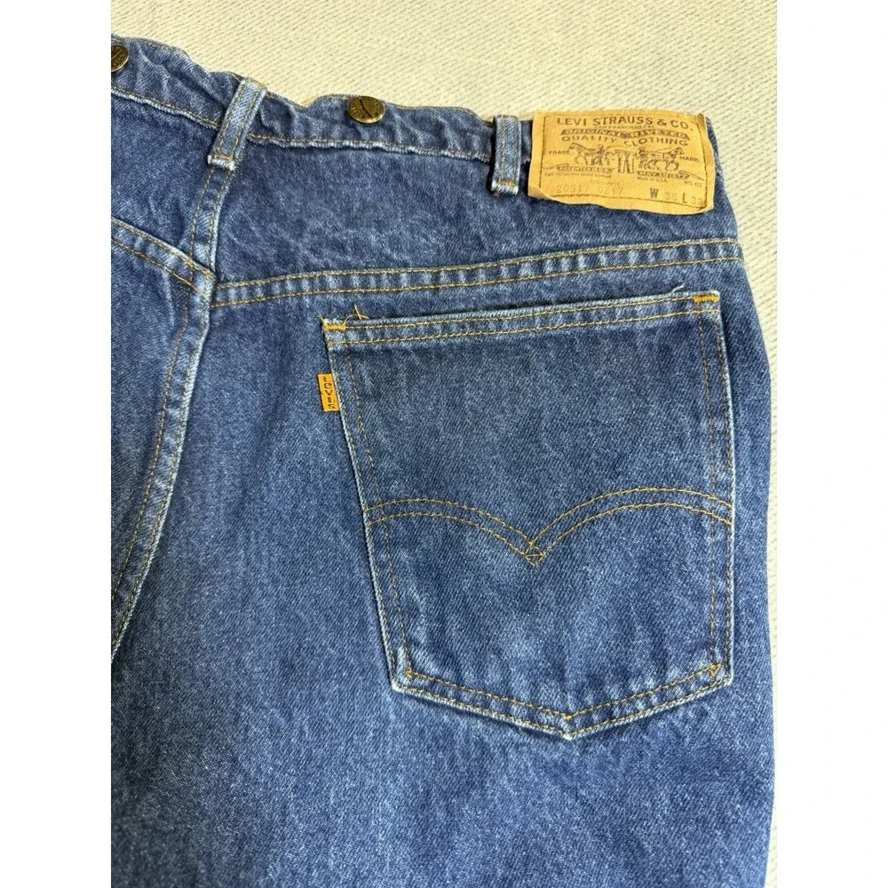 Vintage loggers Levi's Blue Cotton Denim Straight Jeans Men Suspender